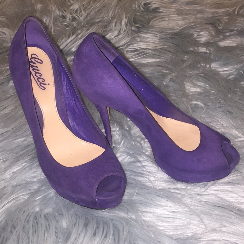 💯% Purple Suede platform Gucci high heels